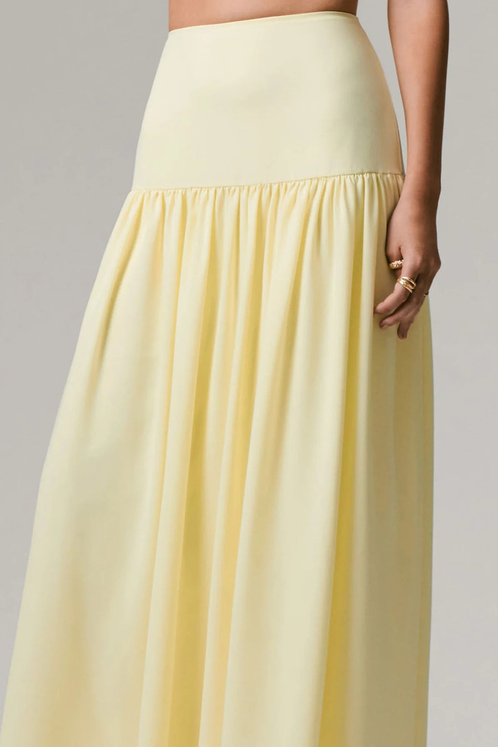 Lemon Ruched Maxi Skirt