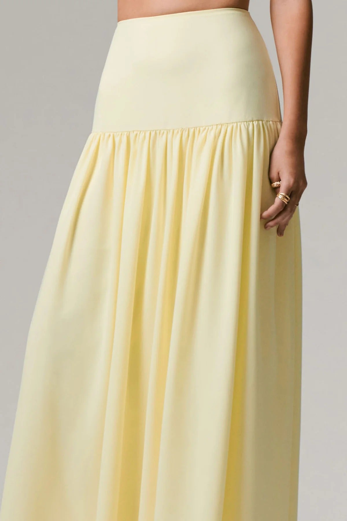 Lemon Ruched Maxi Skirt