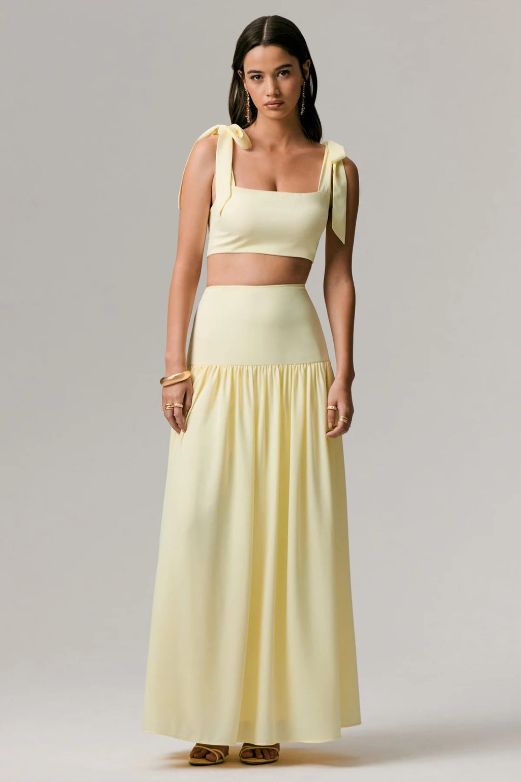 Lemon Ruched Maxi Skirt