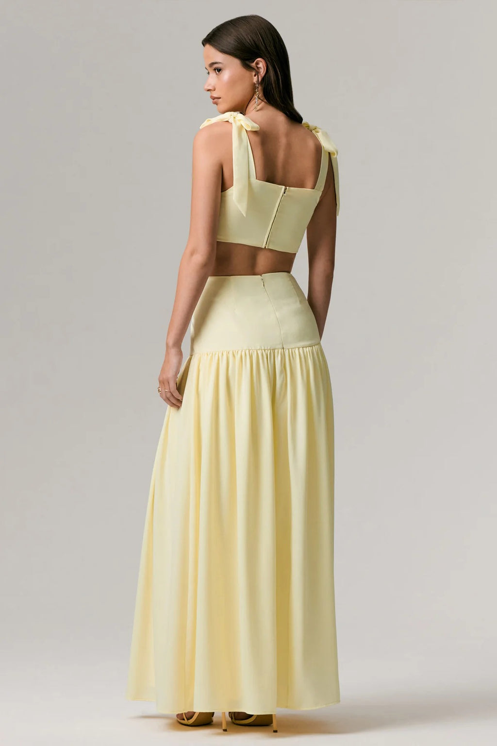 Lemon Ruched Maxi Skirt