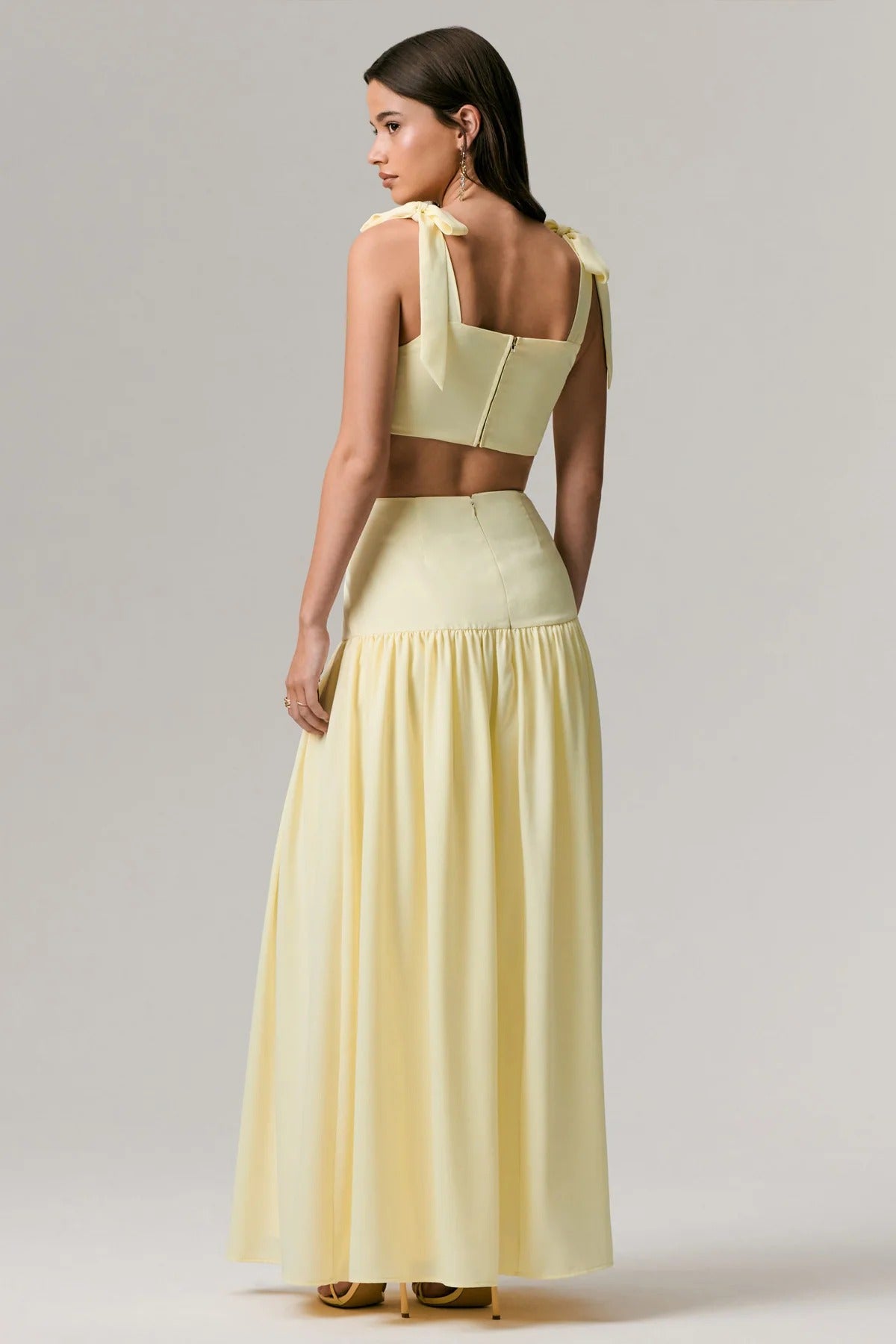 Lemon Ruched Maxi Skirt